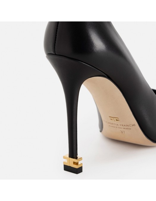 Pantofi ELISABETTA FRANCHI, Nappa leather pumps with toecap Étoile, Negru - SA21L30EC110