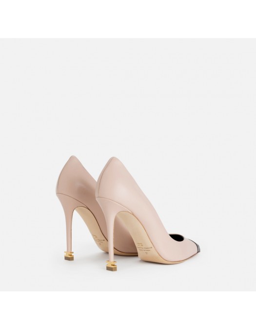Pantofi ELISABETTA FRANCHI, Nappa leather pumps with toecap Étoile, Nude - SA21L30EC236