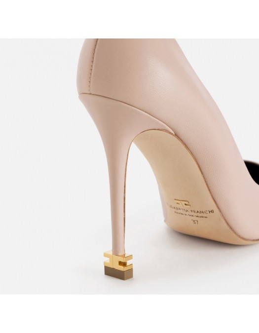 Pantofi ELISABETTA FRANCHI, Nappa leather pumps with toecap Étoile, Nude - SA21L30EC236