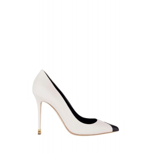 Pantofi ELISABETTA FRANCHI, Nappa leather pumps with toecap Étoile, Alb