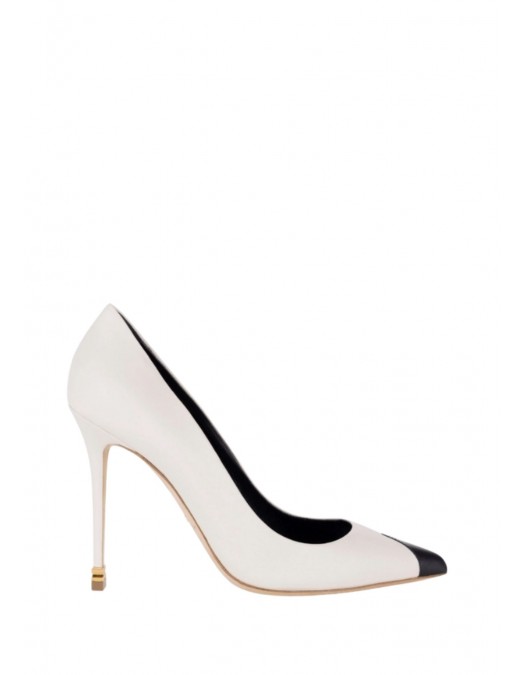 Pantofi ELISABETTA FRANCHI, Nappa leather pumps with toecap Étoile, Alb - SA21L30ECE84