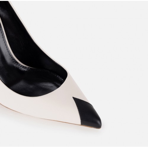 Pantofi ELISABETTA FRANCHI, Nappa leather pumps with toecap Étoile, Alb