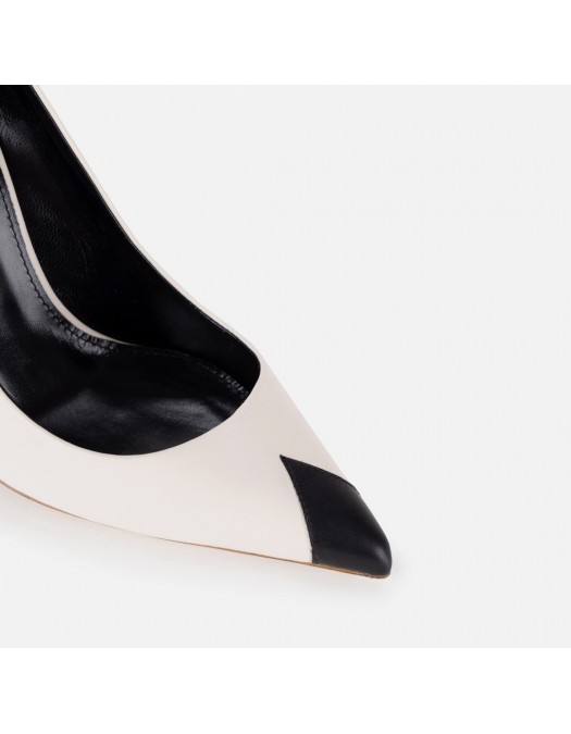 Pantofi ELISABETTA FRANCHI, Nappa leather pumps with toecap Étoile, Alb - SA21L30ECE84