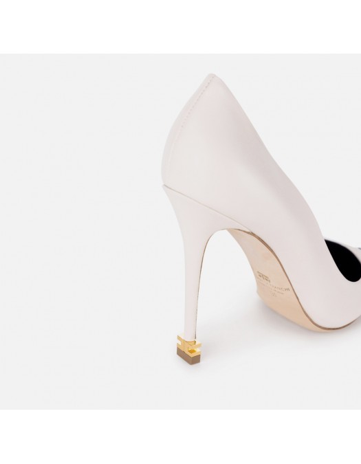 Pantofi ELISABETTA FRANCHI, Nappa leather pumps with toecap Étoile, Alb - SA21L30ECE84