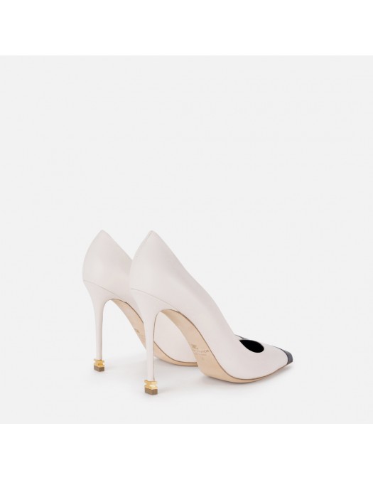 Pantofi ELISABETTA FRANCHI, Nappa leather pumps with toecap Étoile, Alb - SA21L30ECE84