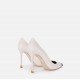 Pantofi ELISABETTA FRANCHI, Nappa leather pumps with toecap Étoile, Alb - SA21L30ECE84
