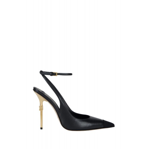 Pantofi ELISABETTA FRANCHI, Gold Heel, Decupati, Negru