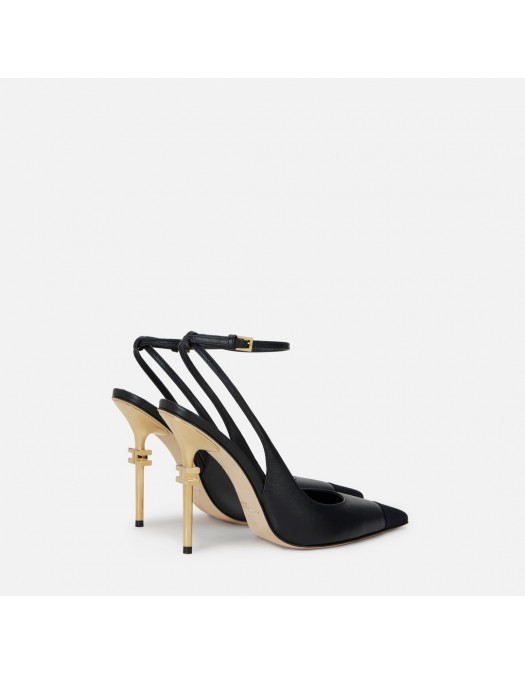 Pantofi ELISABETTA FRANCHI, Gold Heel, Decupati, Negru - SA73B50EC110