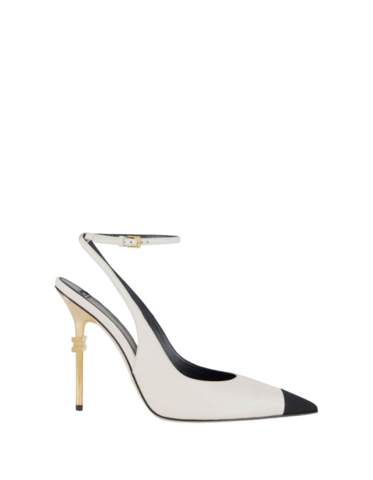 Pantofi ELISABETTA FRANCHI, Gold Heel, Decupati, Alb/Negru - SA73B50ECE84