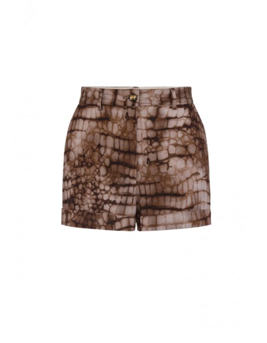 PANTALONI SCURTI ELISABETTA FRANCHI, Aligator Print, Slim Fit, Maro - SH00361E2644