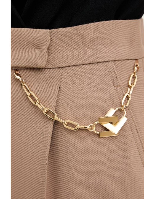 PANTALONI SCURTI ELISABETTA FRANCHI, Lant atasat, Slim Fit, Beige - SH00561E2229