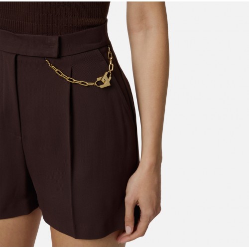 PANTALONI SCURTI ELISABETTA FRANCHI, Lant atasat, Slim Fit, Maro