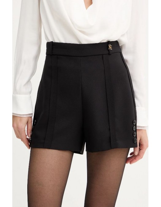 PANTALONI SCURTI ELISABETTA FRANCHI, Logo auriu, Slim Fit, Negru - SH00761E2110