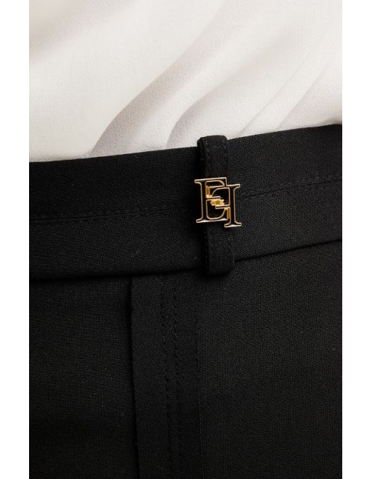 PANTALONI SCURTI ELISABETTA FRANCHI, Logo auriu, Slim Fit, Negru - SH00761E2110