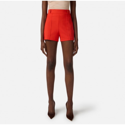 PANTALONI SCURTI ELISABETTA FRANCHI, Logo auriu, Slim Fit, Orange