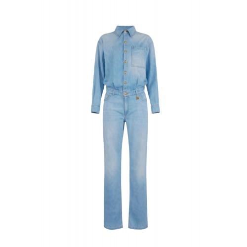 SALOPETA ELISABETTA FRANCHI, Denim, Letters Print, Albastru