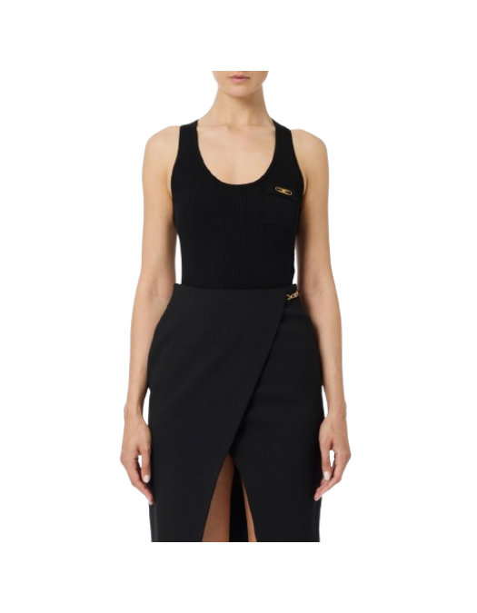 TOP ELISABETTA FRANCHI,Top in ribbed knit fabric with breast pocket - TK53B56E2110 TOP ELISABETTA FRANCHI,Top in ribbed knit fabric with breast pocket - TK53B56E2110