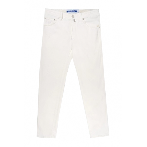 Jeans JACOB COHEN, White denim scott jeans with suede label Jeans JACOB COHEN, White denim scott jeans with suede label