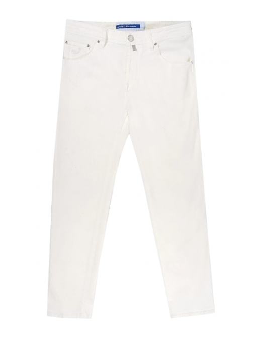 Jeans JACOB COHEN, White denim scott jeans with suede label - UQE1530S3848751D Jeans JACOB COHEN, White denim scott jeans with suede label - UQE1530S3848751D