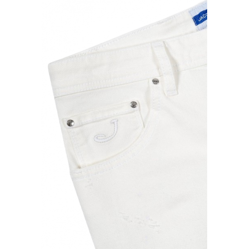 Jeans JACOB COHEN, White denim scott jeans with suede label Jeans JACOB COHEN, White denim scott jeans with suede label