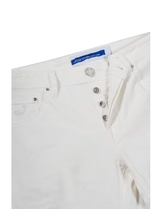 Jeans JACOB COHEN, White denim scott jeans with suede label - UQE1530S3848751D Jeans JACOB COHEN, White denim scott jeans with suede label - UQE1530S3848751D