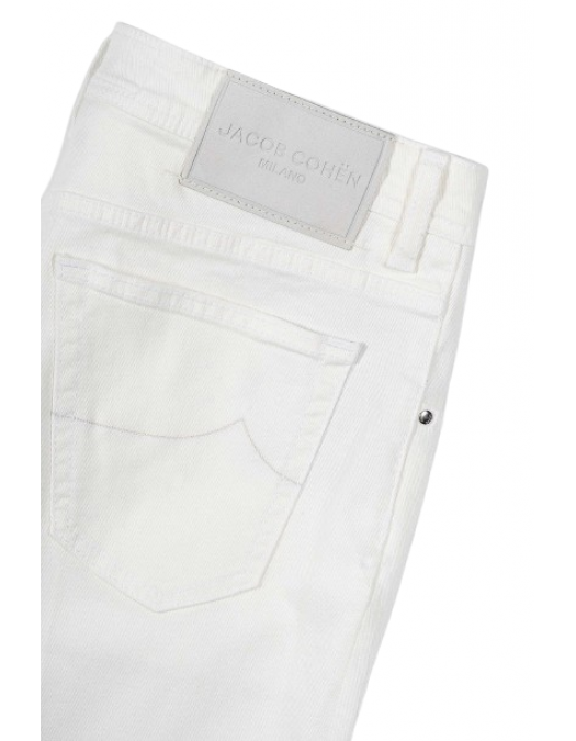 Jeans JACOB COHEN, White denim scott jeans with suede label - UQE1530S3848751D Jeans JACOB COHEN, White denim scott jeans with suede label - UQE1530S3848751D