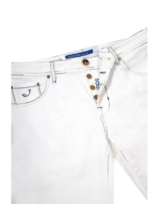 JEANS JACOB COHEN, White denim scott jeans blue stitch - UQM153GS3848750D JEANS JACOB COHEN, White denim scott jeans blue stitch - UQM153GS3848750D