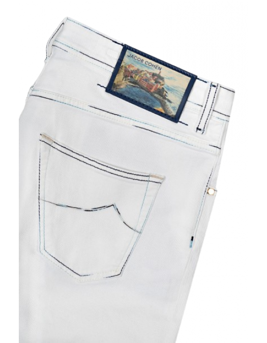 JEANS JACOB COHEN, White denim scott jeans blue stitch - UQM153GS3848750D JEANS JACOB COHEN, White denim scott jeans blue stitch - UQM153GS3848750D