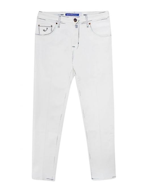 JEANS JACOB COHEN, White denim scott jeans blue stitch - UQM153GS3848750D JEANS JACOB COHEN, White denim scott jeans blue stitch - UQM153GS3848750D