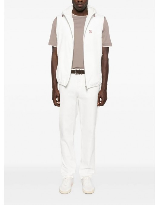 Tricou BRUNELLO CUCINELLI,Beige cotton T-shirt with contrast trims - M0B137427CZM82 Tricou BRUNELLO CUCINELLI,Beige cotton T-shirt with contrast trims - M0B137427CZM82