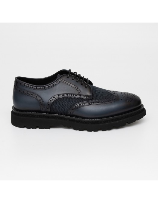 Pantofi FRANCESCHETTI, Brogue Style, Leather Detail, Navy Blue - 01280143087C433