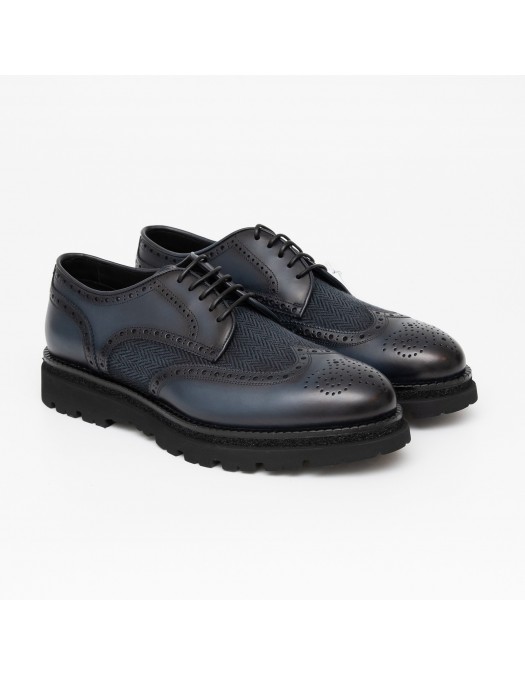 Pantofi FRANCESCHETTI, Brogue Style, Leather Detail, Navy Blue - 01280143087C433