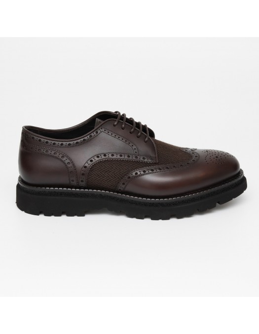 Pantofi FRANCESCHETTI, Brogue Style, Leather Detail, Dark Brown - 01280143087C886