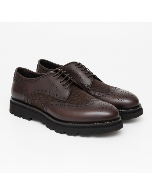 Pantofi FRANCESCHETTI, Brogue Style, Leather Detail, Dark Brown - 01280143087C886