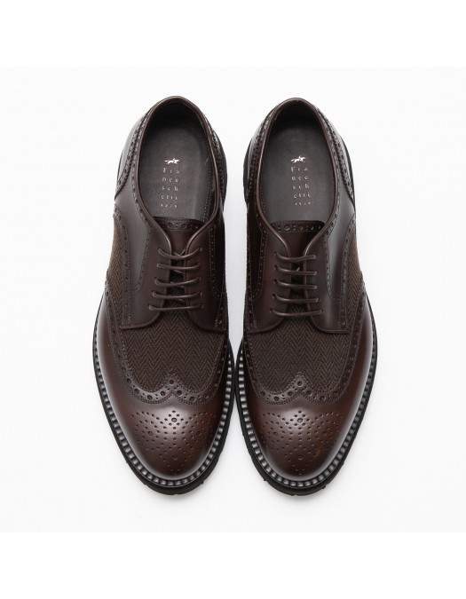 Pantofi FRANCESCHETTI, Brogue Style, Leather Detail, Dark Brown - 01280143087C886