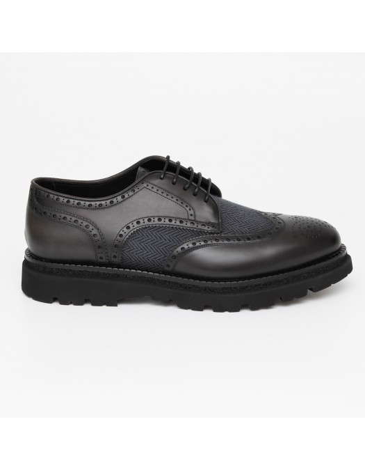 Pantofi FRANCESCHETTI, Brogue Style, Leather Detail, Black - 01280143087CB93