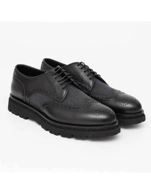 Pantofi FRANCESCHETTI, Brogue Style, Leather Detail, Black - 01280143087CB93