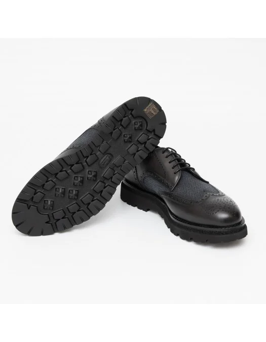 Pantofi FRANCESCHETTI, Brogue Style, Leather Detail, Black - 01280143087CB93