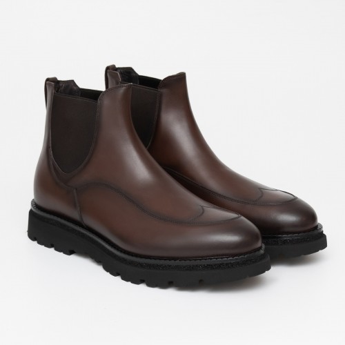 Ghete FRANCESCHETTI, Chelsea Style, Sturdy Sole Detail, Red Brown