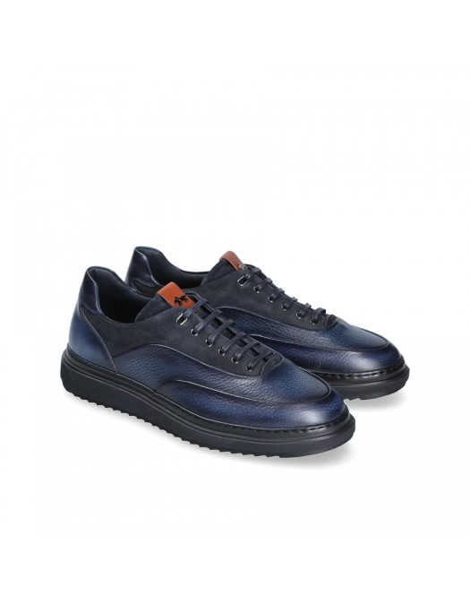 Pantofi Zegna, Leather Trio Design, Navy Blue - 03250032499CB91