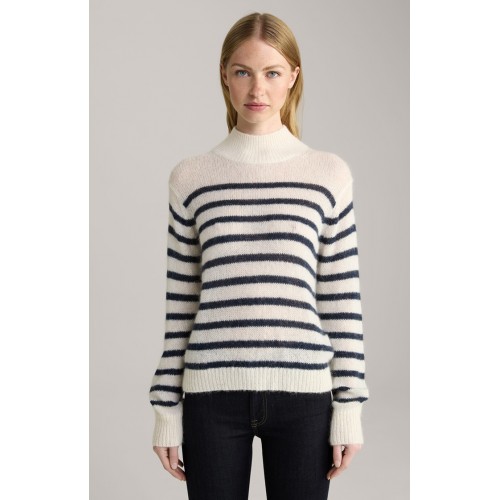 Pulover JOOP, Bleumarin Stripes Print, White