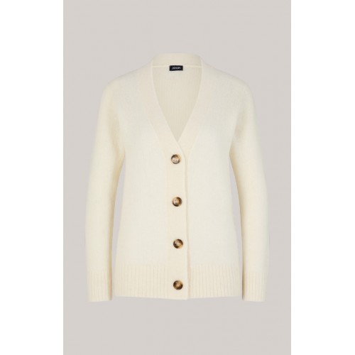 Pulover JOOP, Alpaka Mix, V Neck, Clean White