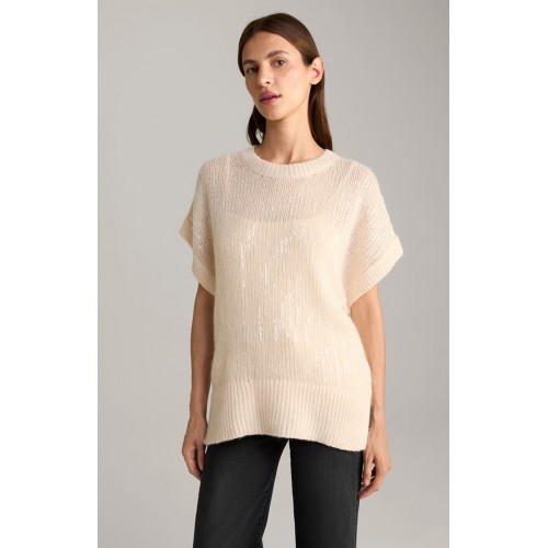 Pulover JOOP, Interwoven Sequins, Alpaka, Beige