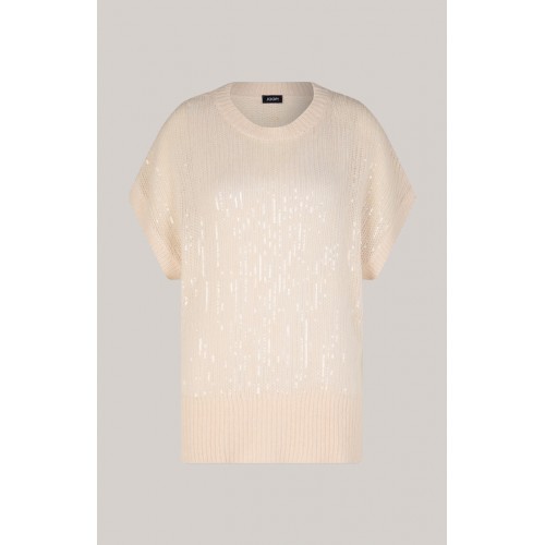 Pulover JOOP, Interwoven Sequins, Alpaka, Beige