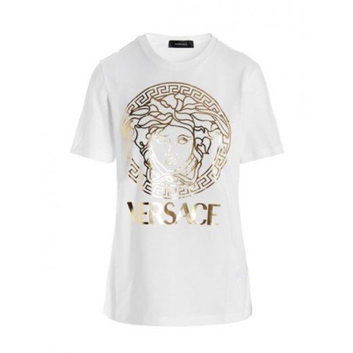 TRICOU VERSACE, Imprimeu Gold, Alb