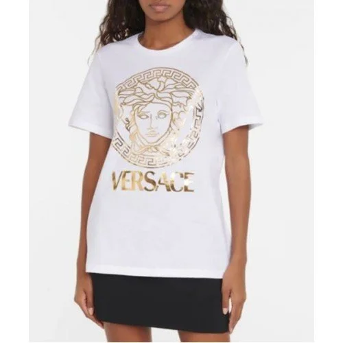 TRICOU VERSACE, Imprimeu Gold, Alb
