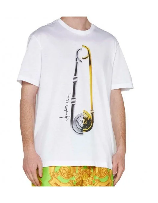 Tricou VERSACE, Medusa Pin, Alb - 10086741A062222W580 Tricou VERSACE, Medusa Pin, Alb - 10086741A062222W580