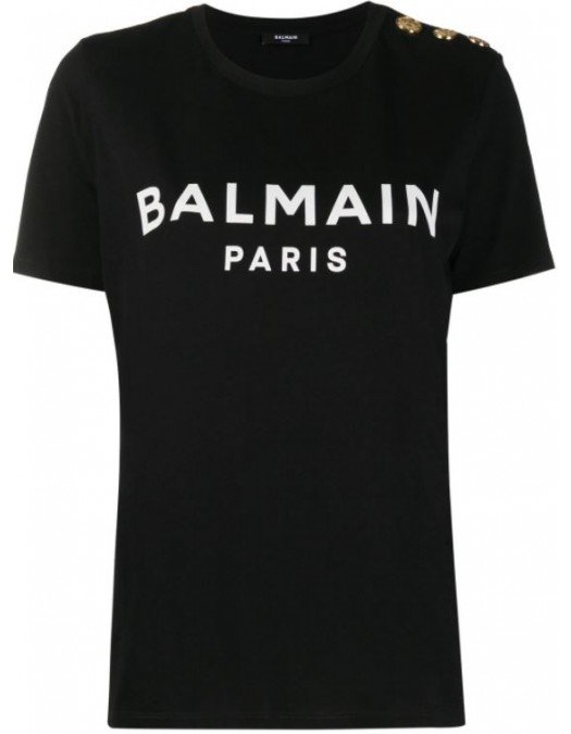 Tricou Balmain, Imprimeu Balmain Paris, Black - 11350B001EAB