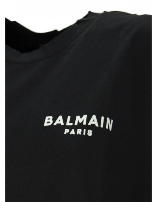 Tricou Balmain, Cropped, Black - 11370B013EAB