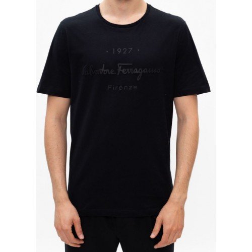 Tricou SALVATORE FERRAGAMO, Imprimeu Frontal, Negru